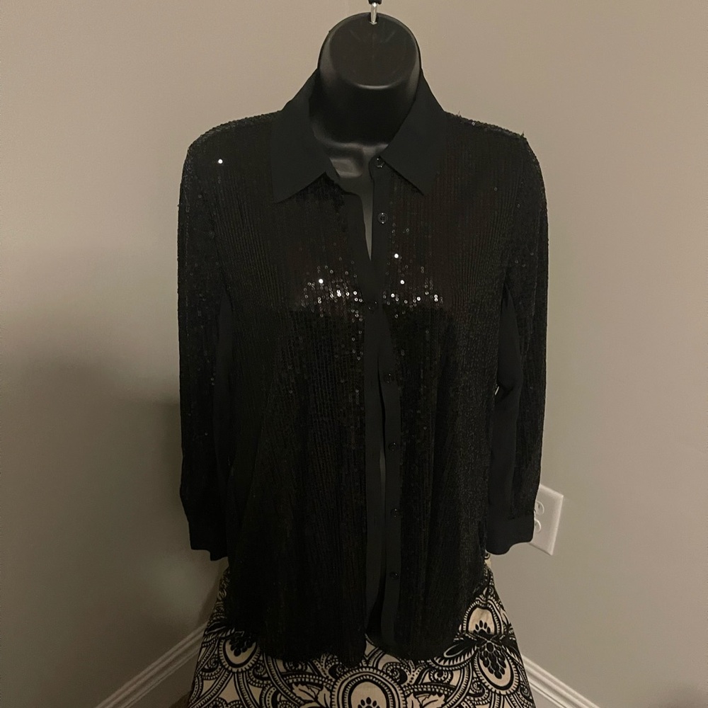 Sequin button down